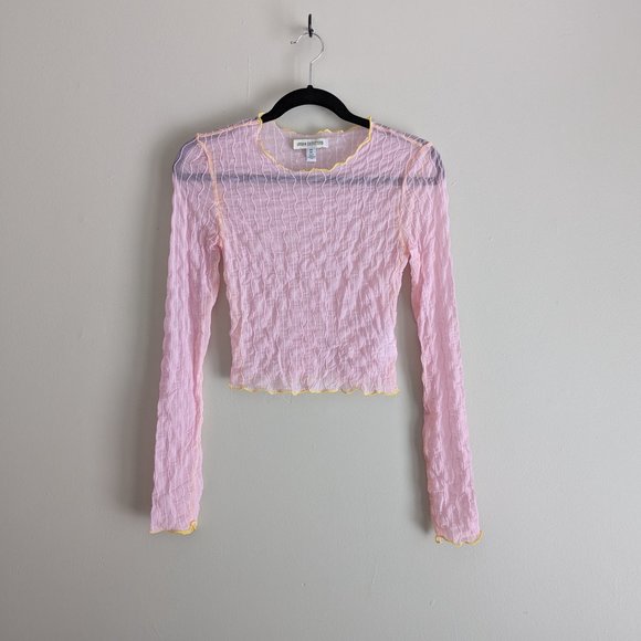 Urban Outfitters Mimi Semi-Sheer Textured Crew Neck Top - Picture 4 of 6